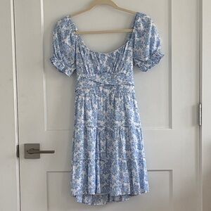 Altar'd State Blue and White Floral Mini Dress